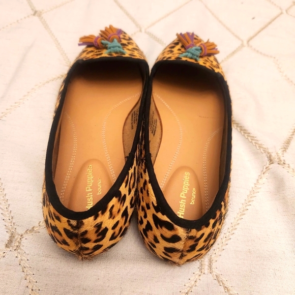 Hush Puppies Sadie Tassel Flats 6.5 Leopard Print Calf Hair Slip On Loafers - Picture 5 of 8